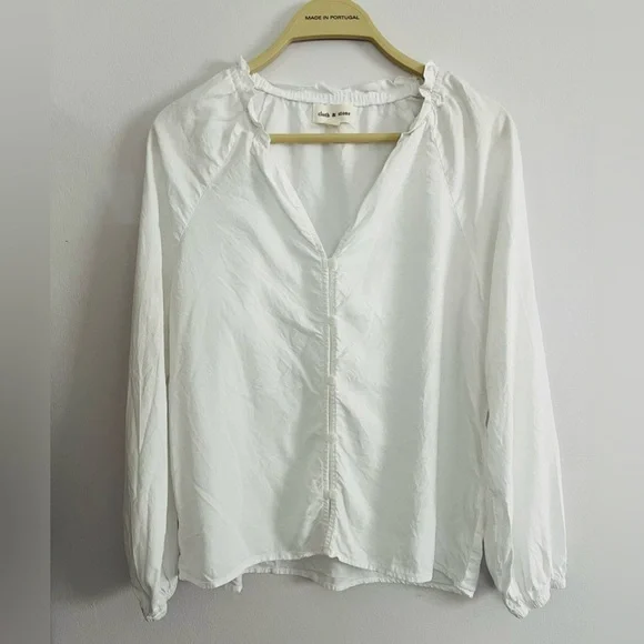 Cloth & Stone ruffle collar raglan sleeve shirt S - Picture 2 of 9